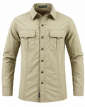 Camisa de Manga Larga Military con Bolsillos y Diseño Único Original (Gana un Reloj a Prueba de Agua de Regalo)