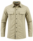 Camisa de Manga Larga Military con Bolsillos y Diseño Único Original (Gana un Reloj a Prueba de Agua de Regalo)