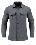 Camisa de Manga Larga Military con Bolsillos y Diseño Único Original (Gana un Reloj a Prueba de Agua de Regalo)