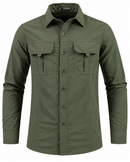 Camisa de Manga Larga Military con Bolsillos y Diseño Único Original (Gana un Reloj a Prueba de Agua de Regalo)